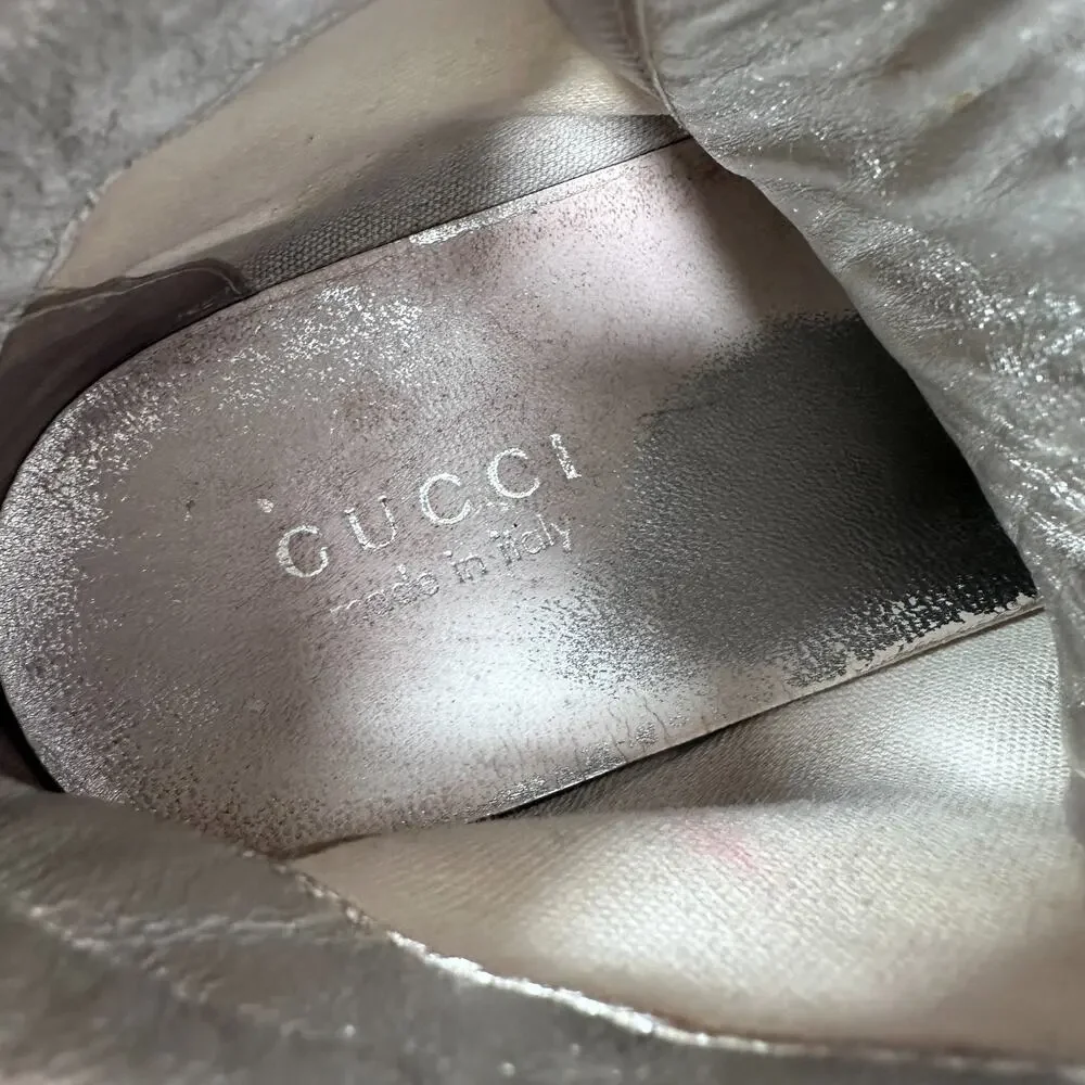 Gucci Coda GG Imprime Monogram Shoes Men’s 7.5 G Silver High Top‎ Lace Sneakers